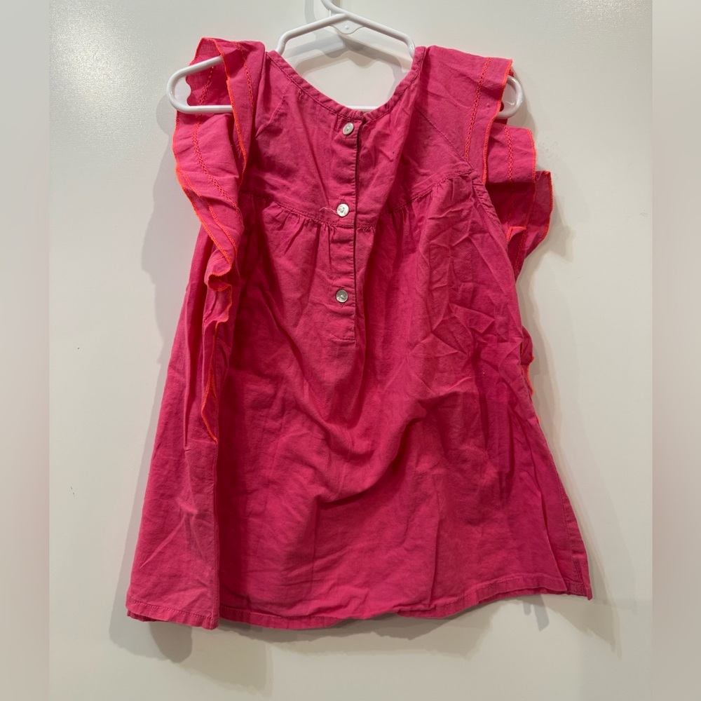LANIDOR Girls Pink Ruffle Size 8 Top Tunic blouse 100% Cotton Oversized Pleated - Picture 4 of 7